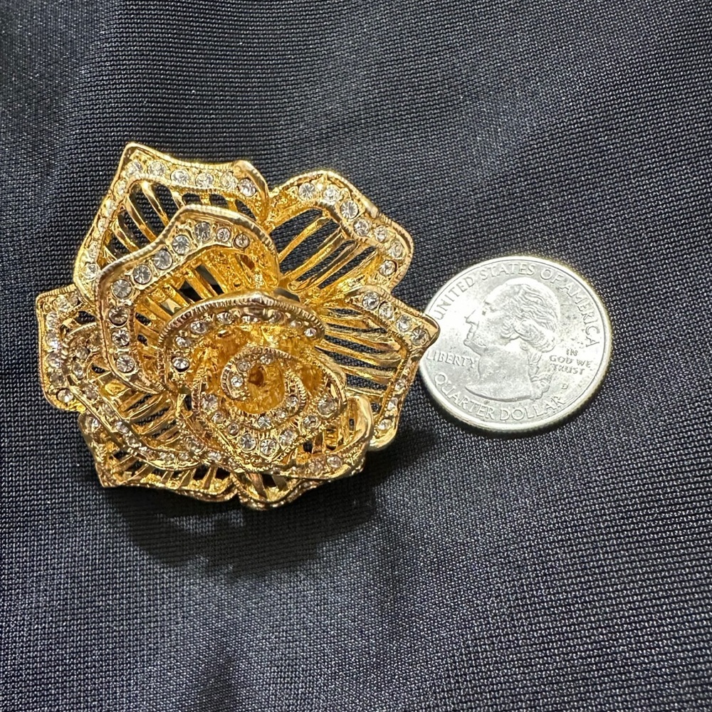 Noir Gold Large Flower Statement Ring - image 6